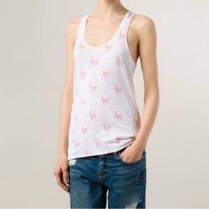 Skull Cashmere White Tank Top with Pink Skull Pattern 💀